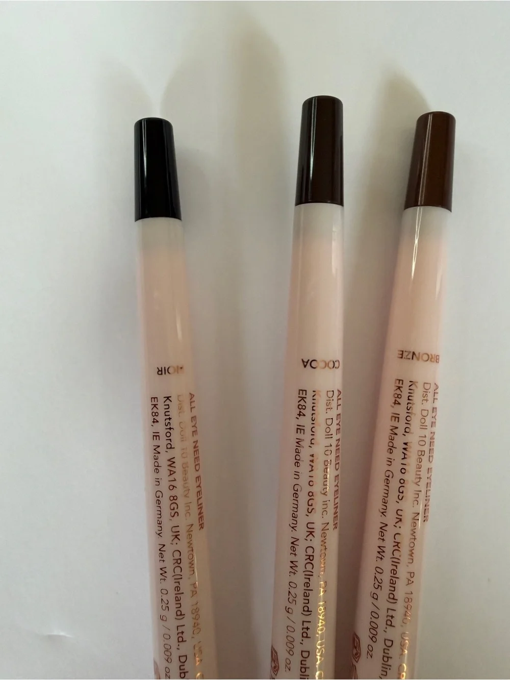DOLL 10 Retractable Brow Pencil Trio - Neutral Brown Shades NEW